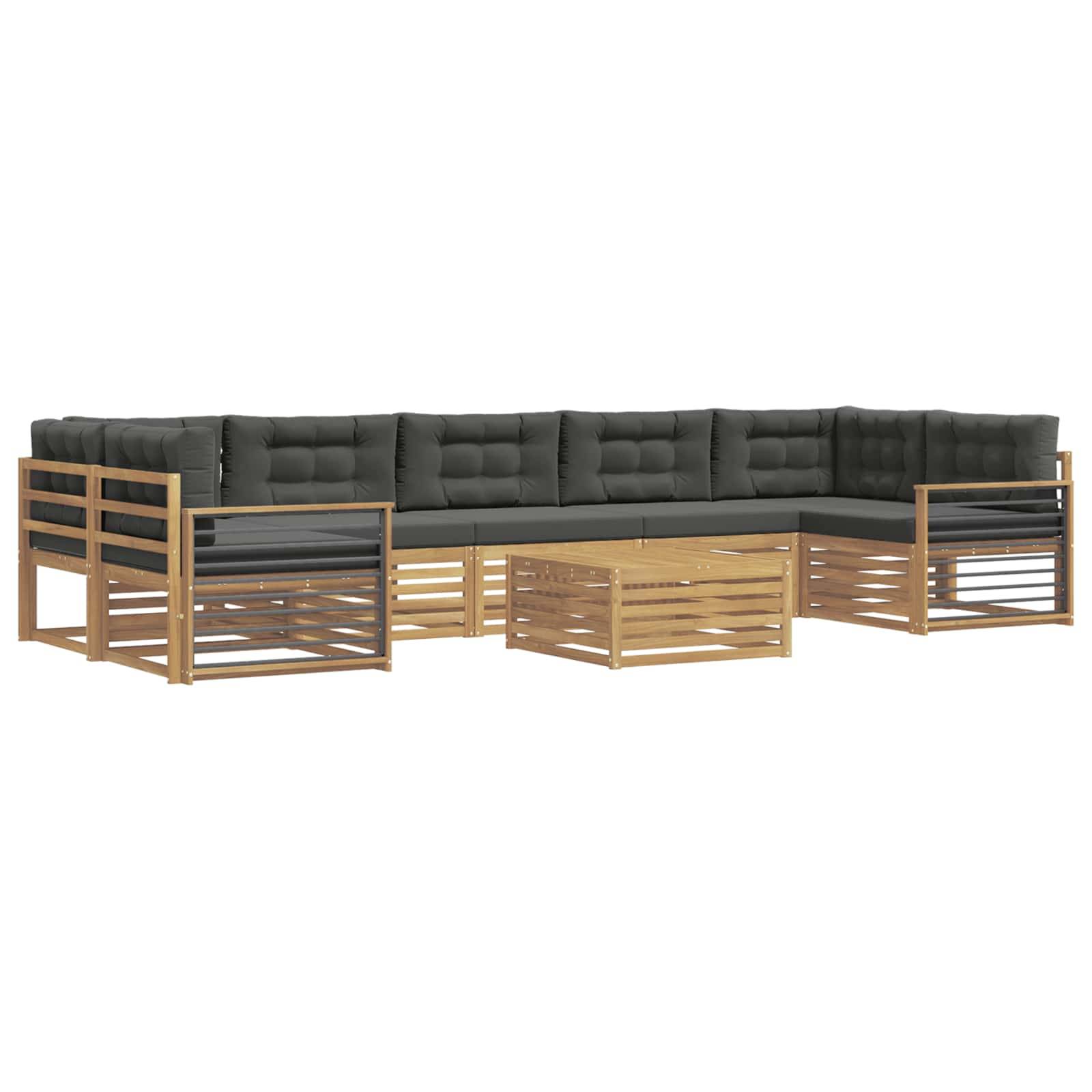 vidaXL Outdoor-Sofagarnitur 8 pcs Weiß und Anthrazit Massivholz Akazie