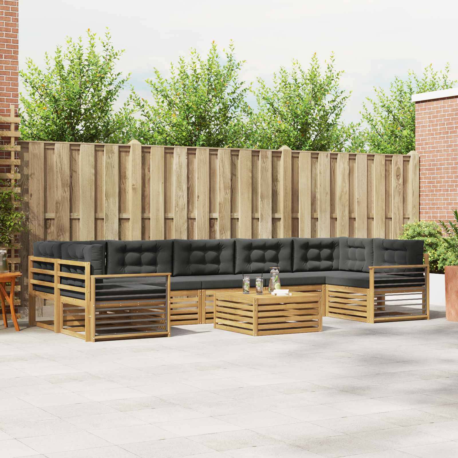 vidaXL Outdoor-Sofagarnitur 8 pcs Weiß und Anthrazit Massivholz Akazie