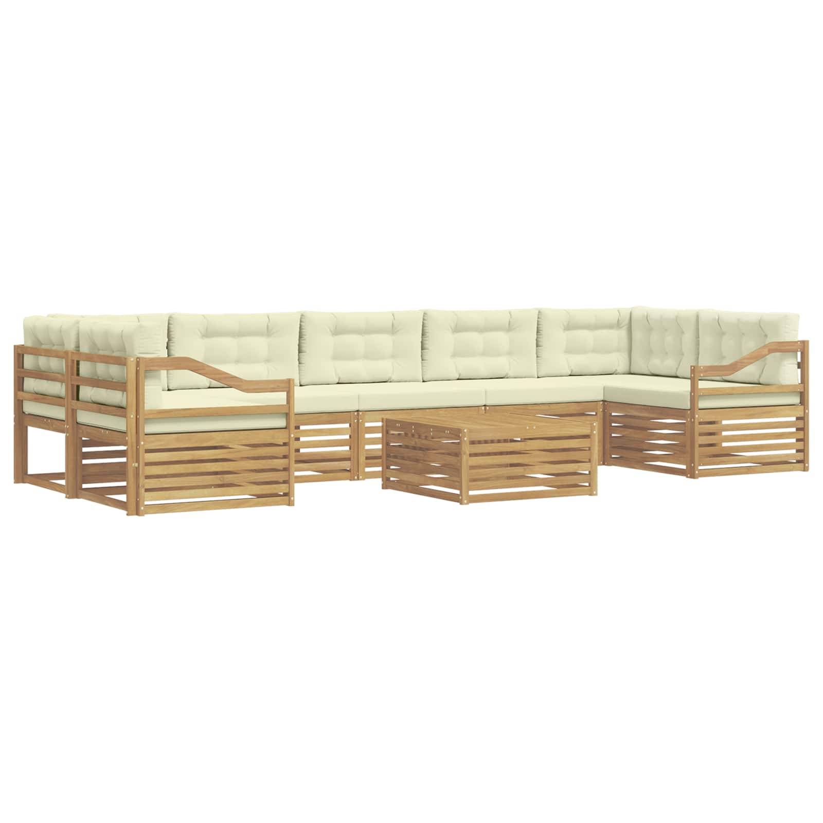 vidaXL Outdoor-Sofagarnitur 8 pcs Weiß und Creme Massivholz Akazie