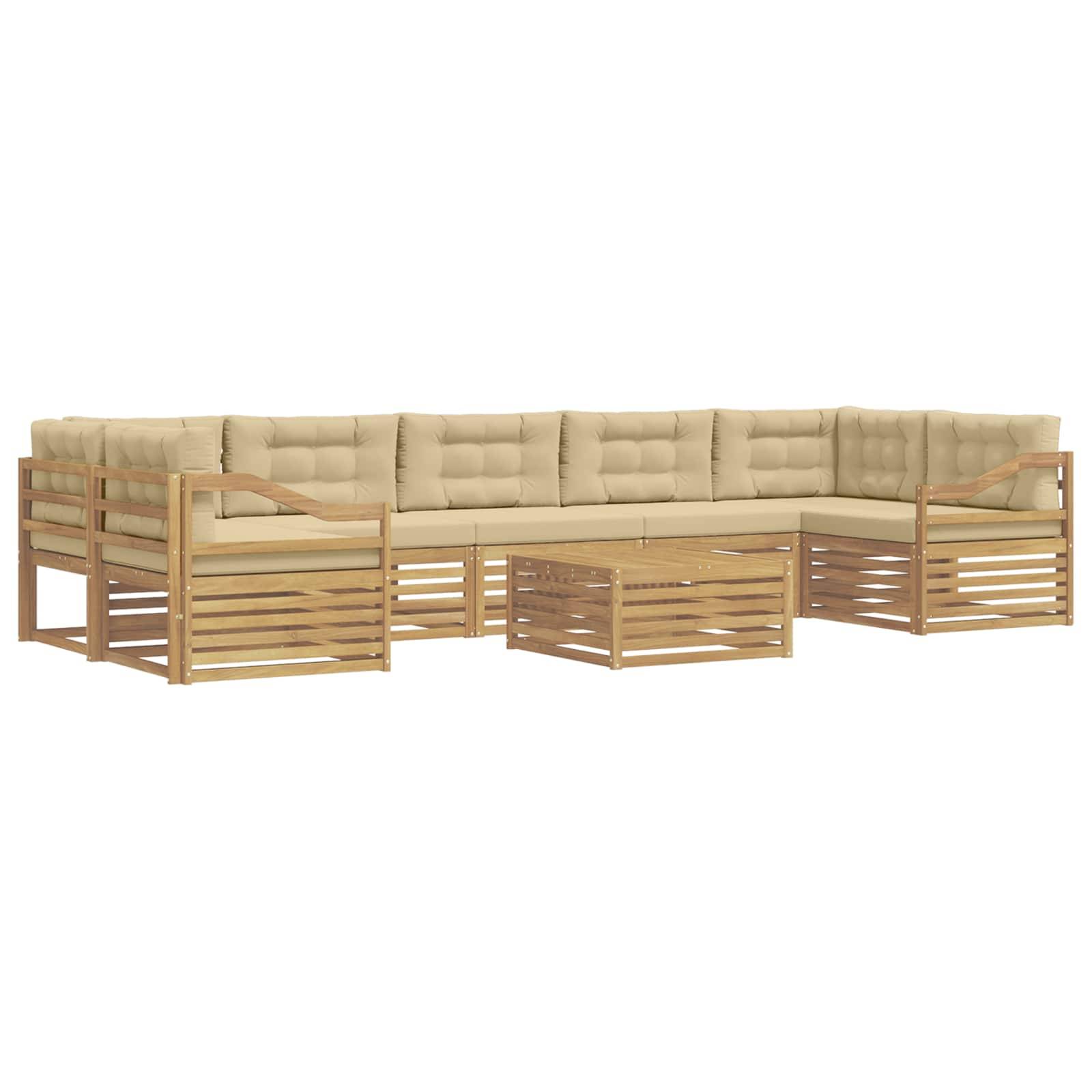 vidaXL Outdoor-Sofagarnitur 8 pcs Weiß und Beige Massivholz Akazie