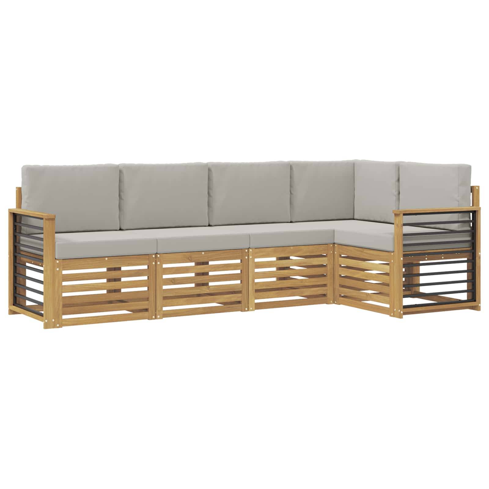 vidaXL Outdoor-Sofagarnitur 5 pcs Weiß und Hellgrau