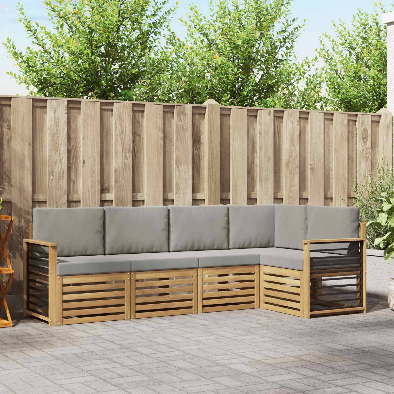 vidaXL Outdoor-Sofagarnitur 5 pcs Weiß und Hellgrau