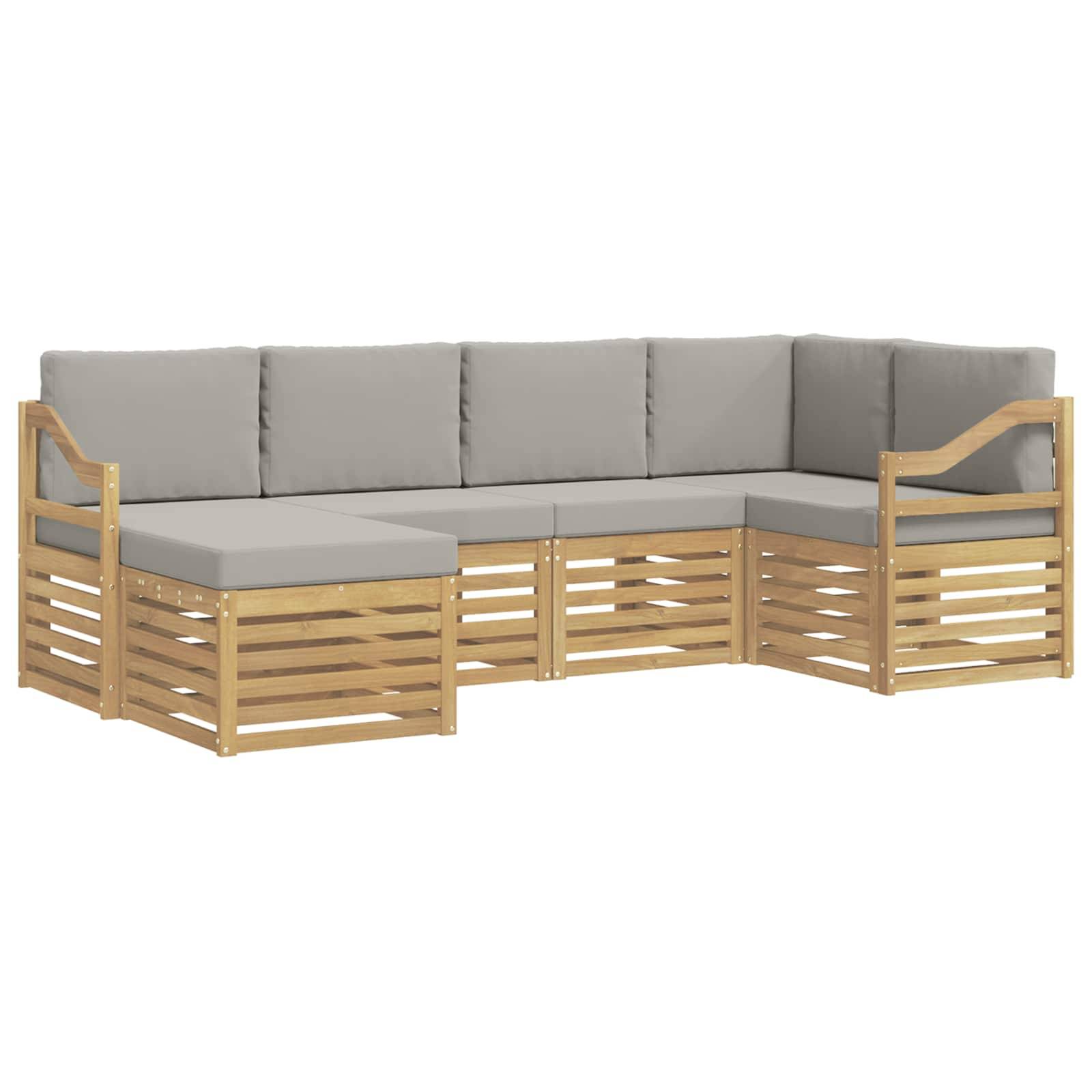 vidaXL Outdoor-Sofagarnitur 6 pcs Weiß und Hellgrau Polyester
