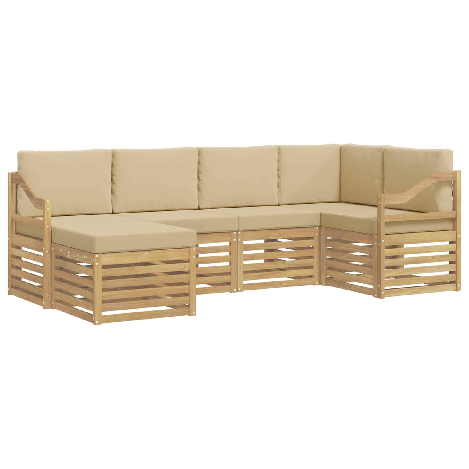 vidaXL Outdoor-Sofagarnitur 6 pcs Weiß und Beige Polyester