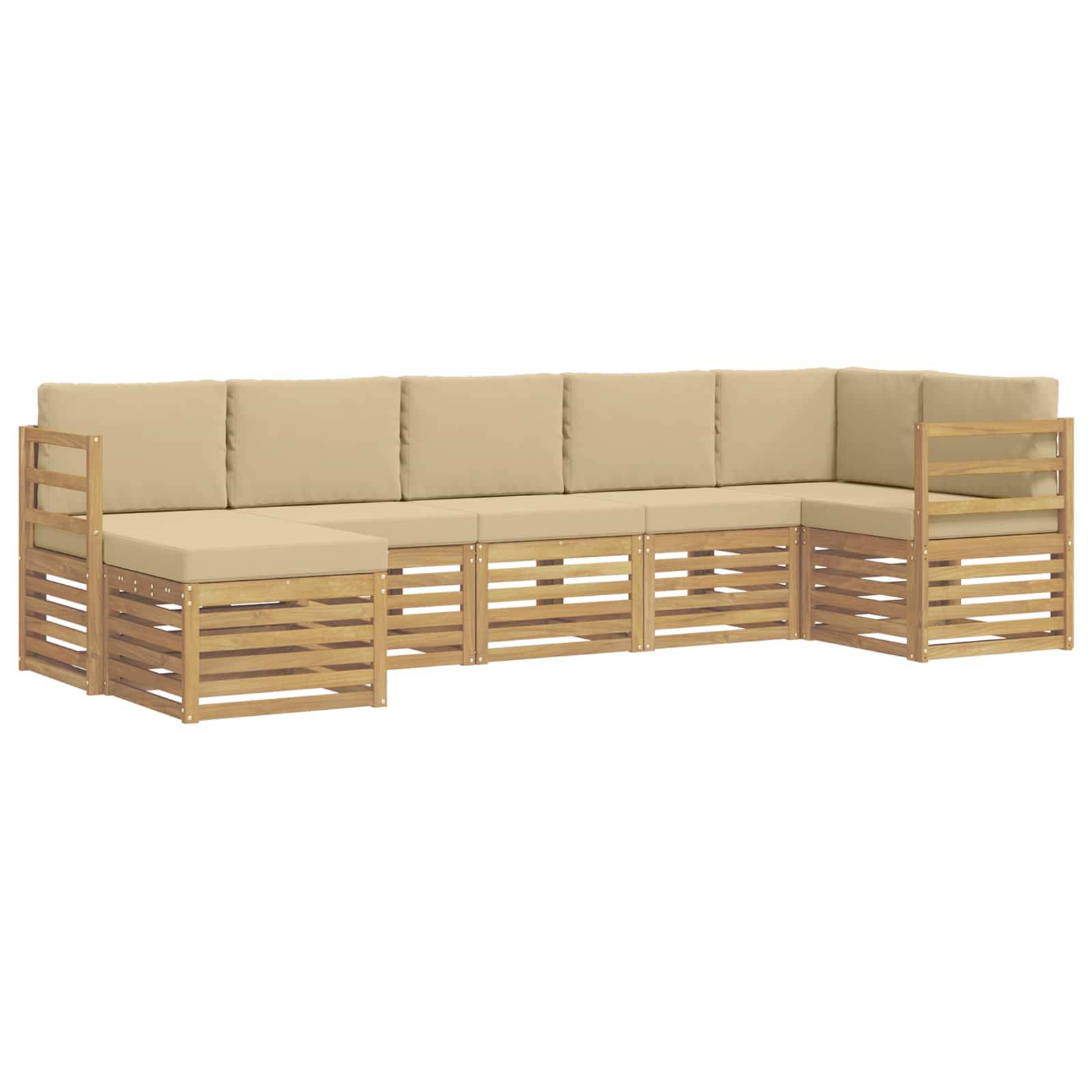 vidaXL Outdoor-Sofagarnitur 7 pcs Weiß und Beige
