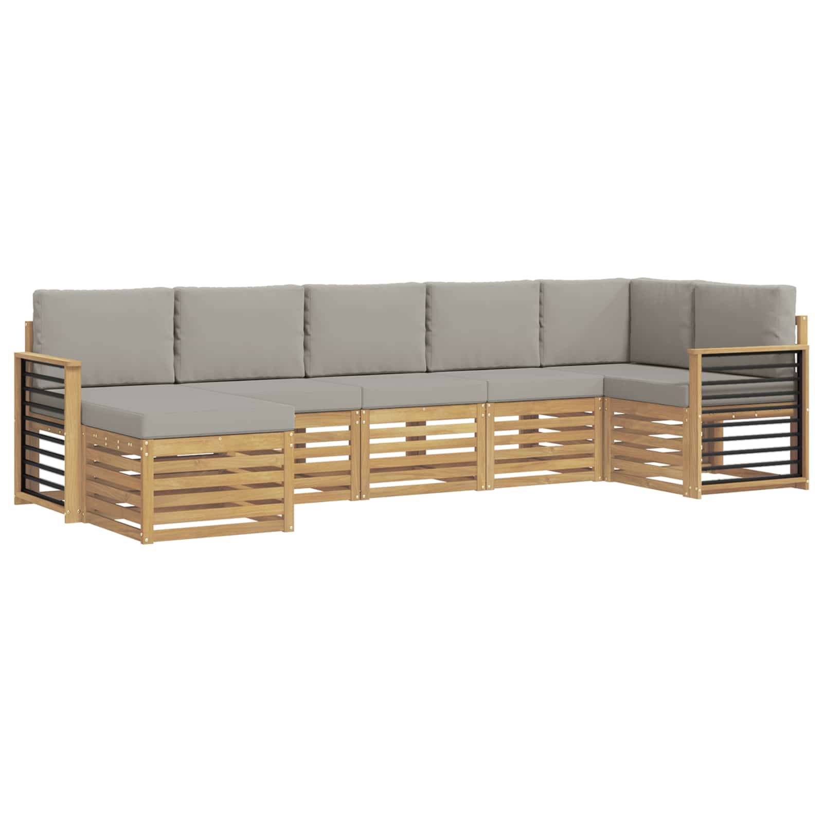 vidaXL Outdoor-Sofagarnitur 7 pcs Weiß und Hellgrau
