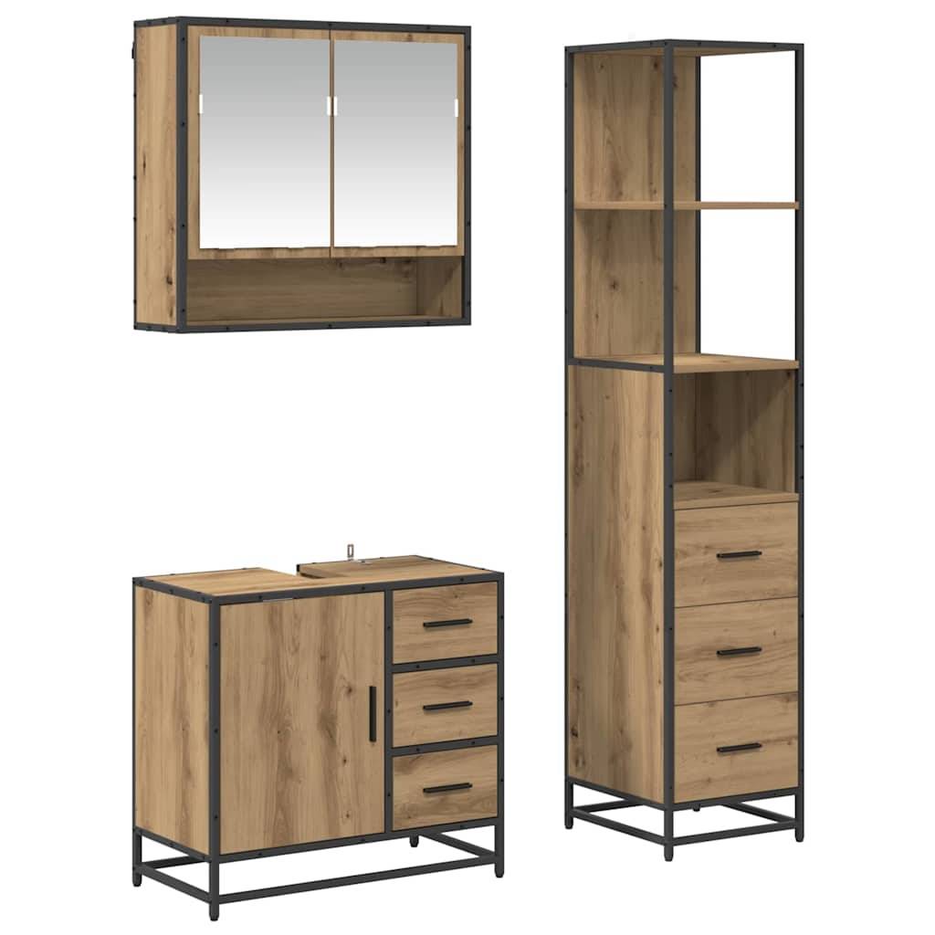 vidaXL Badezimmermöbel-Set 3 Stk. Artisan-Eiche 35 x 37,5 x 166 cm