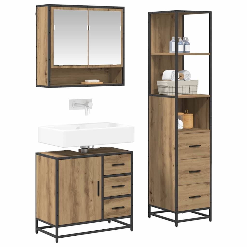 vidaXL Badezimmermöbel-Set 3 Stk. Artisan-Eiche 35 x 37,5 x 166 cm