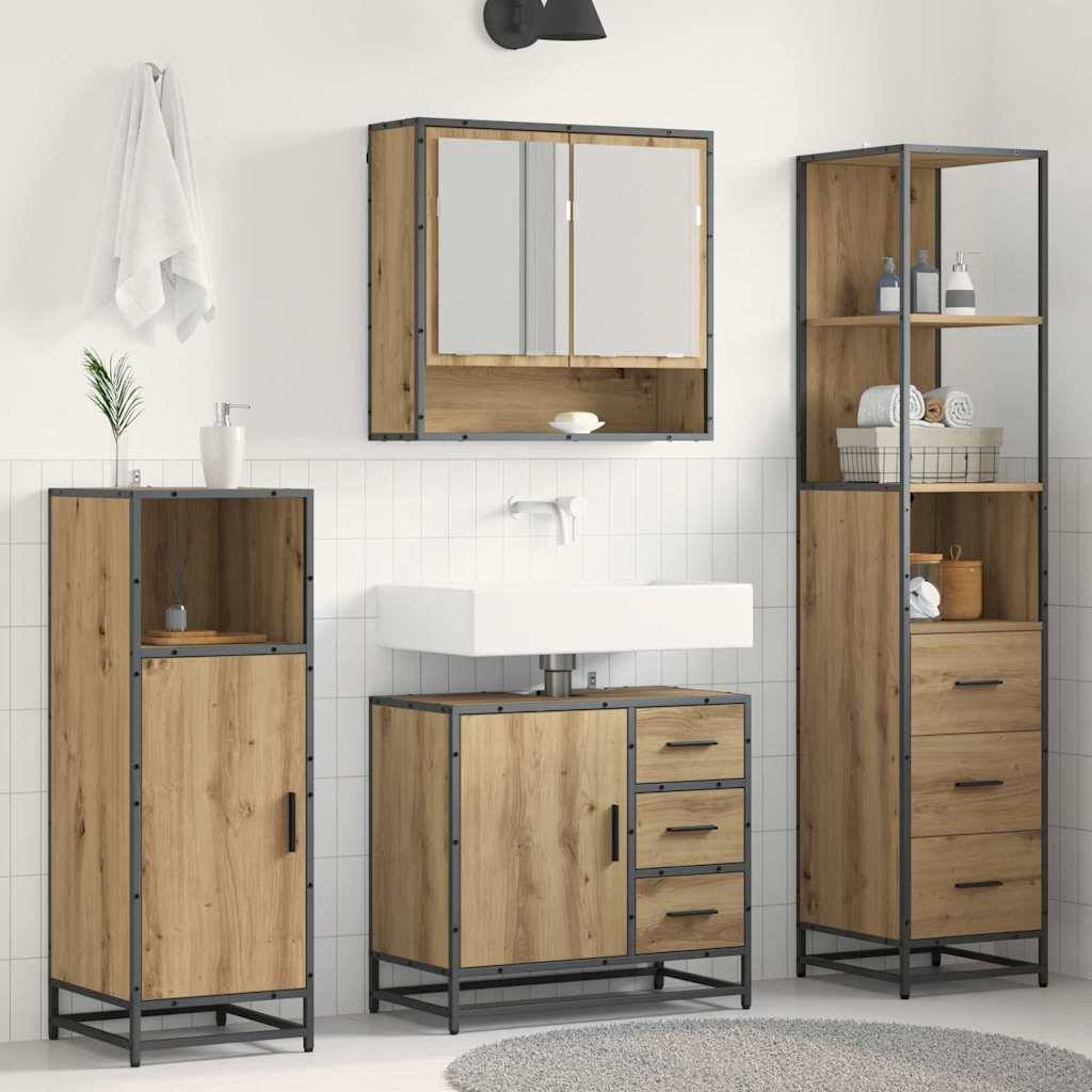 vidaXL Badezimmermöbel-Set 3 Stk. Artisan-Eiche 35 x 37,5 x 166 cm