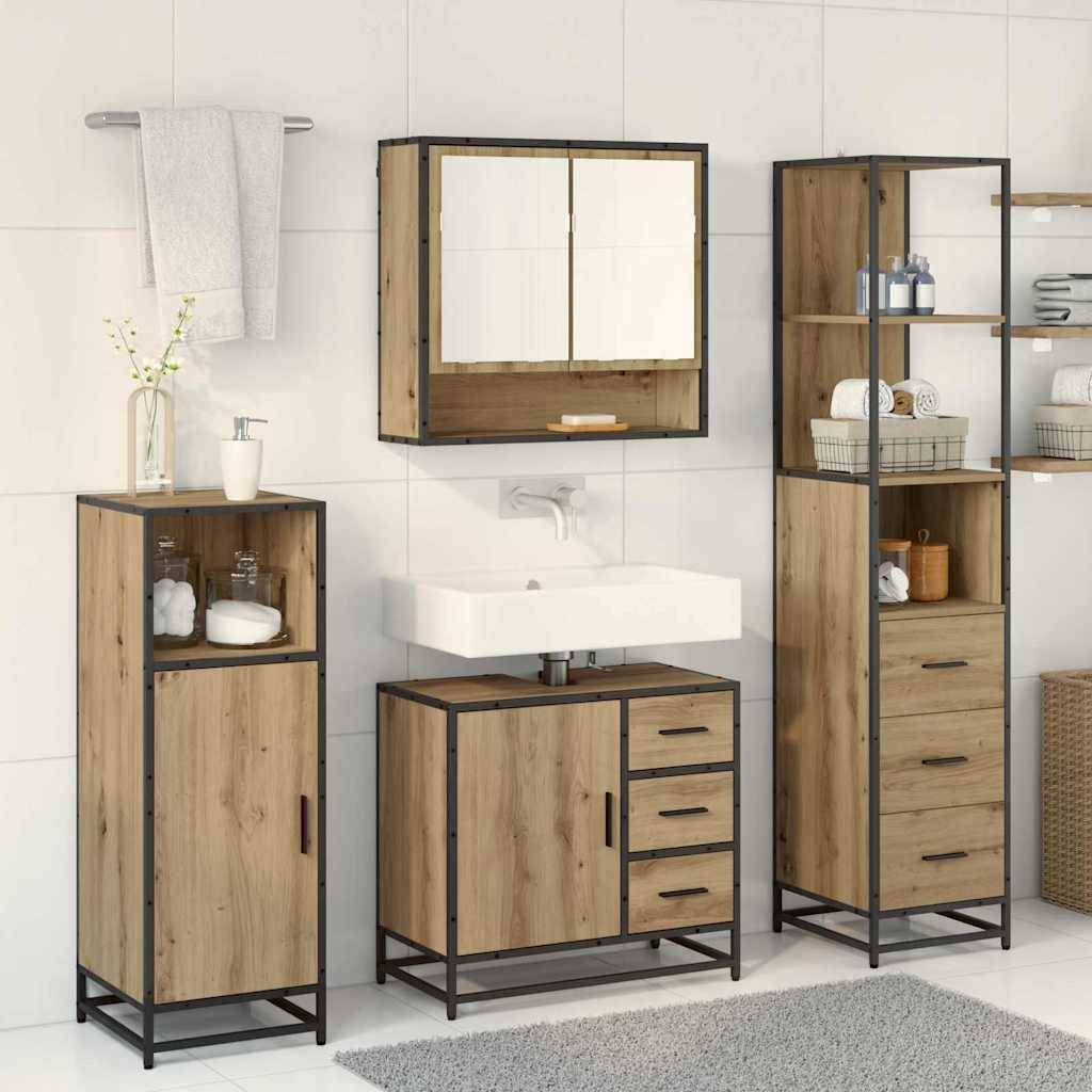 vidaXL Badezimmermöbel-Set 3 Stk. Artisan-Eiche 35 x 37,5 x 166 cm