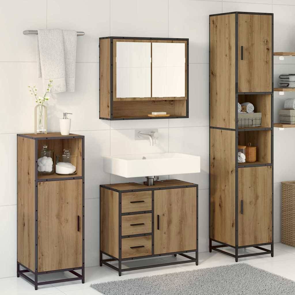 vidaXL Badezimmermöbel-Set 3 Stk. Artisan-Eiche 35 x 37,5 x 188,5 cm