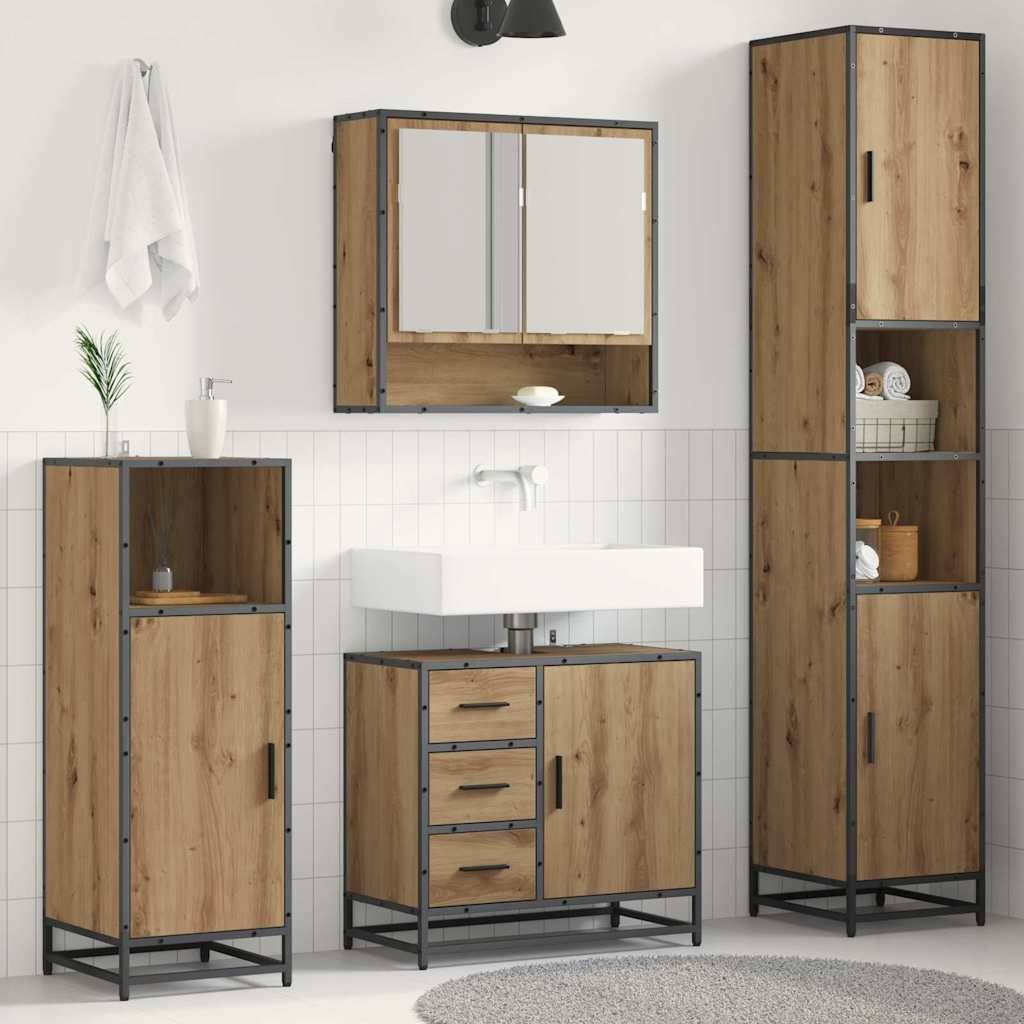 vidaXL Badezimmermöbel-Set 3 Stk. Artisan-Eiche 35 x 37,5 x 188,5 cm