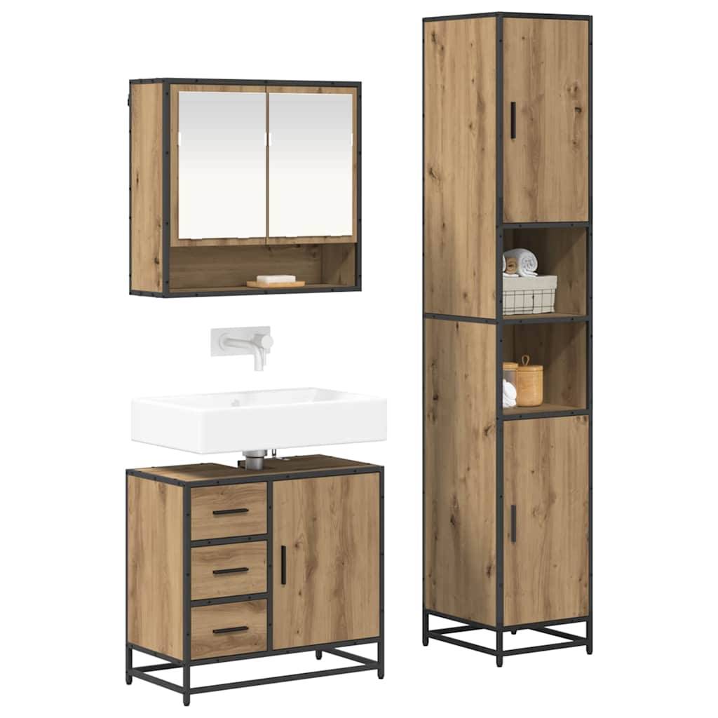 vidaXL Badezimmermöbel-Set 3 Stk. Artisan-Eiche 35 x 37,5 x 188,5 cm