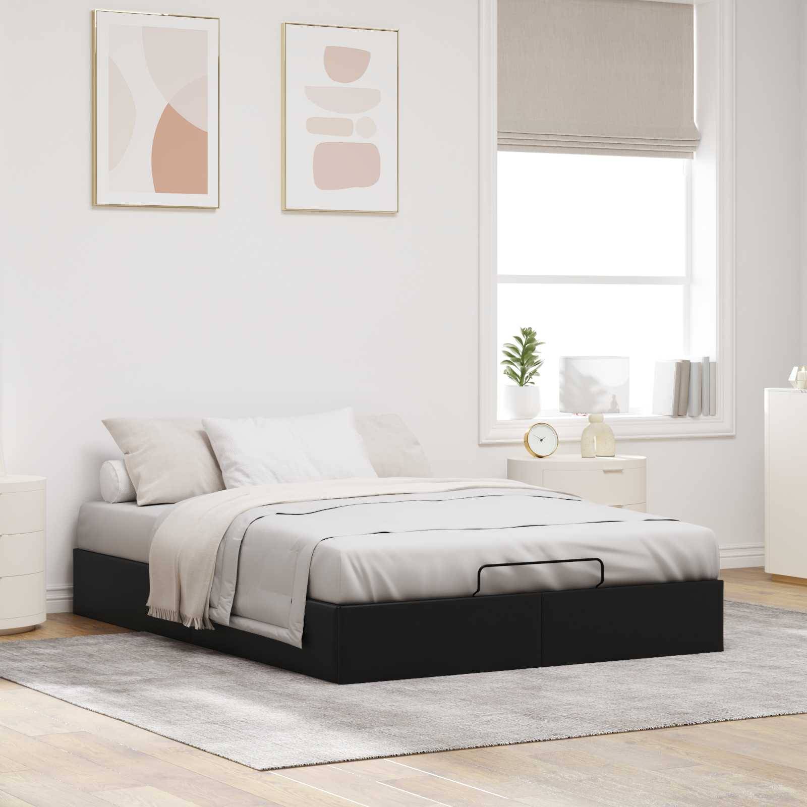 vidaXL Ottoman Bettgestell Schwarz 152 x 203 cm Kunstleder
