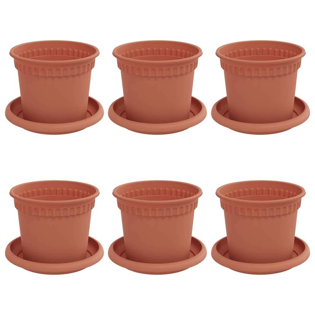 vidaXL Blumentöpfe 6 pcs Ziegelrot Ø 12,5 x 10 cm Kunststoff