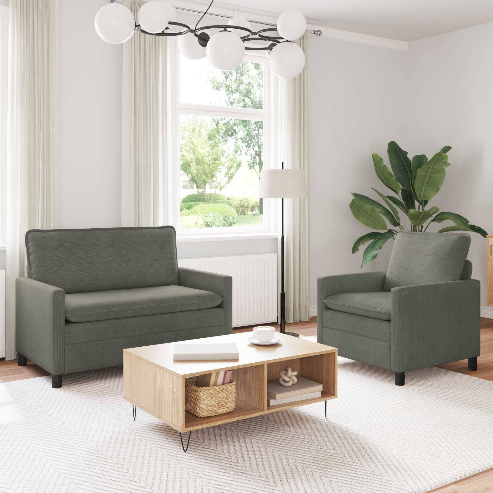 vidaXL Sofa Set 2 pcs Hellgrau Stoff