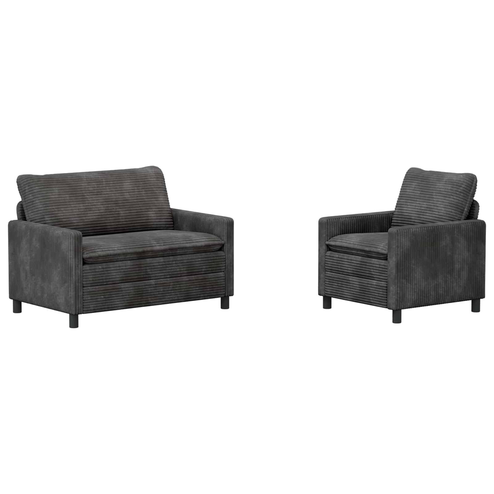 vidaXL Sofa Set 2 pcs Dunkelgrau Polyester