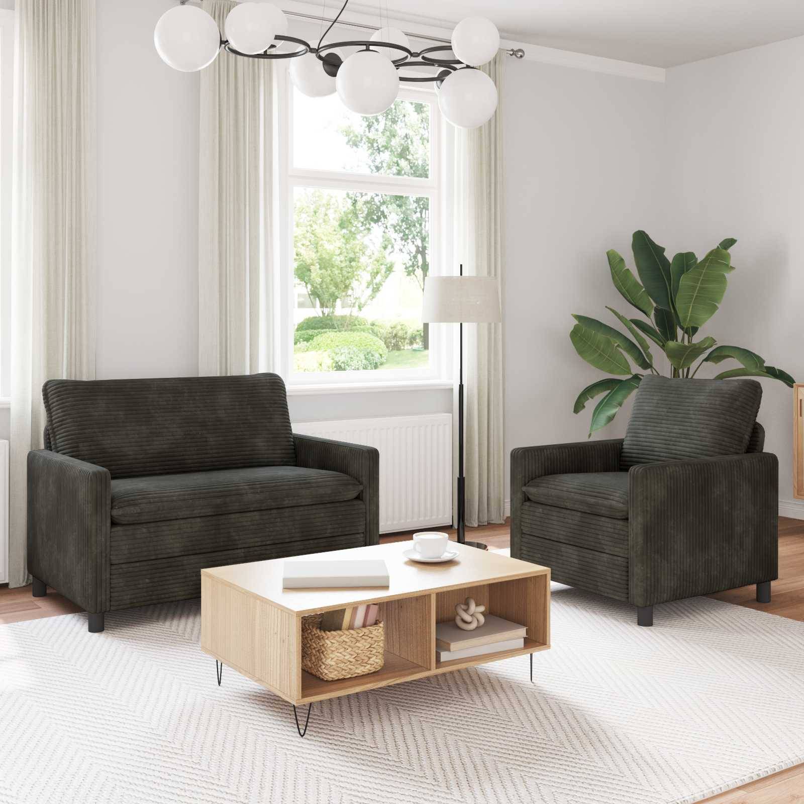 vidaXL Sofa Set 2 pcs Anthrazit Polyester