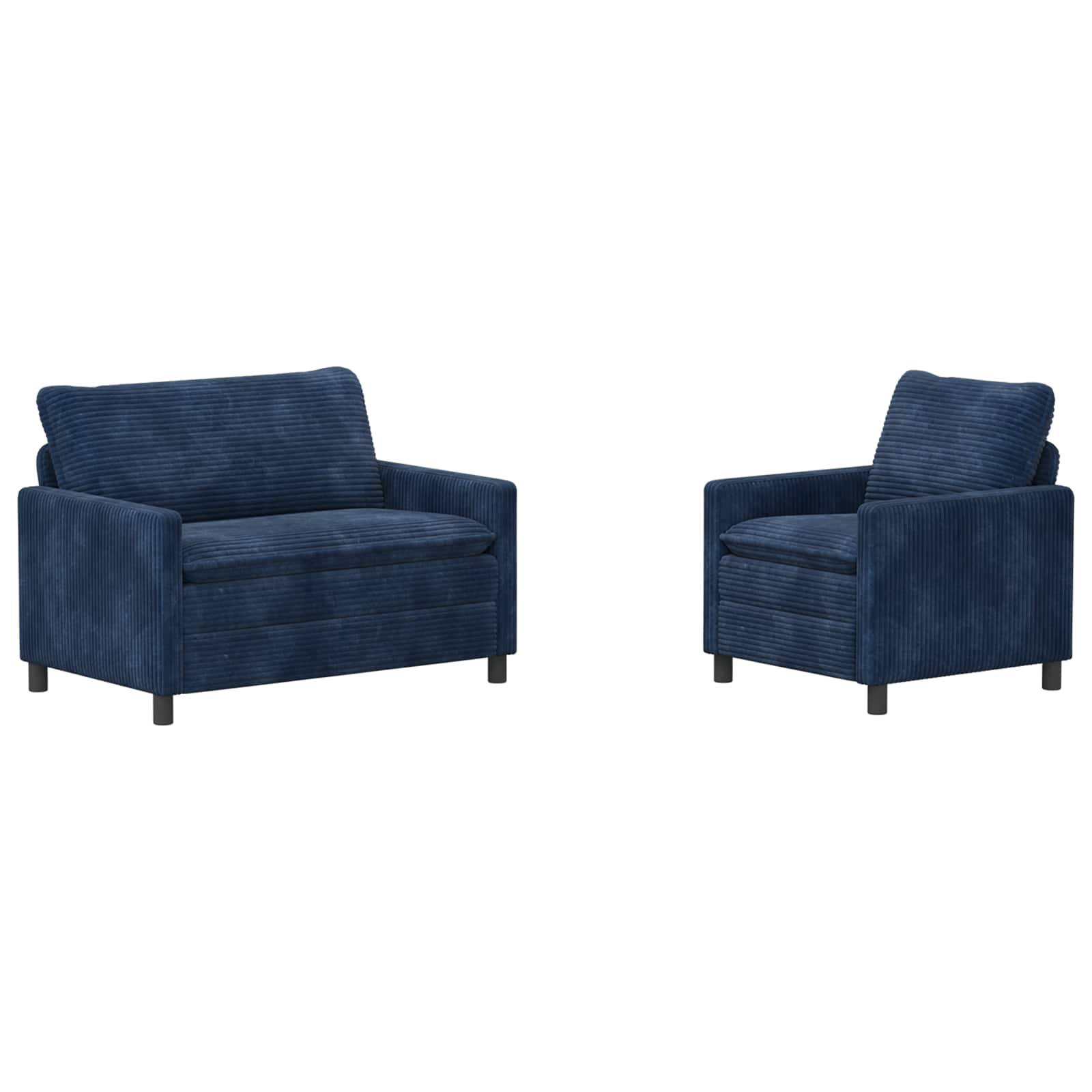 vidaXL Sofa Set 2 pcs Marineblau Polyester