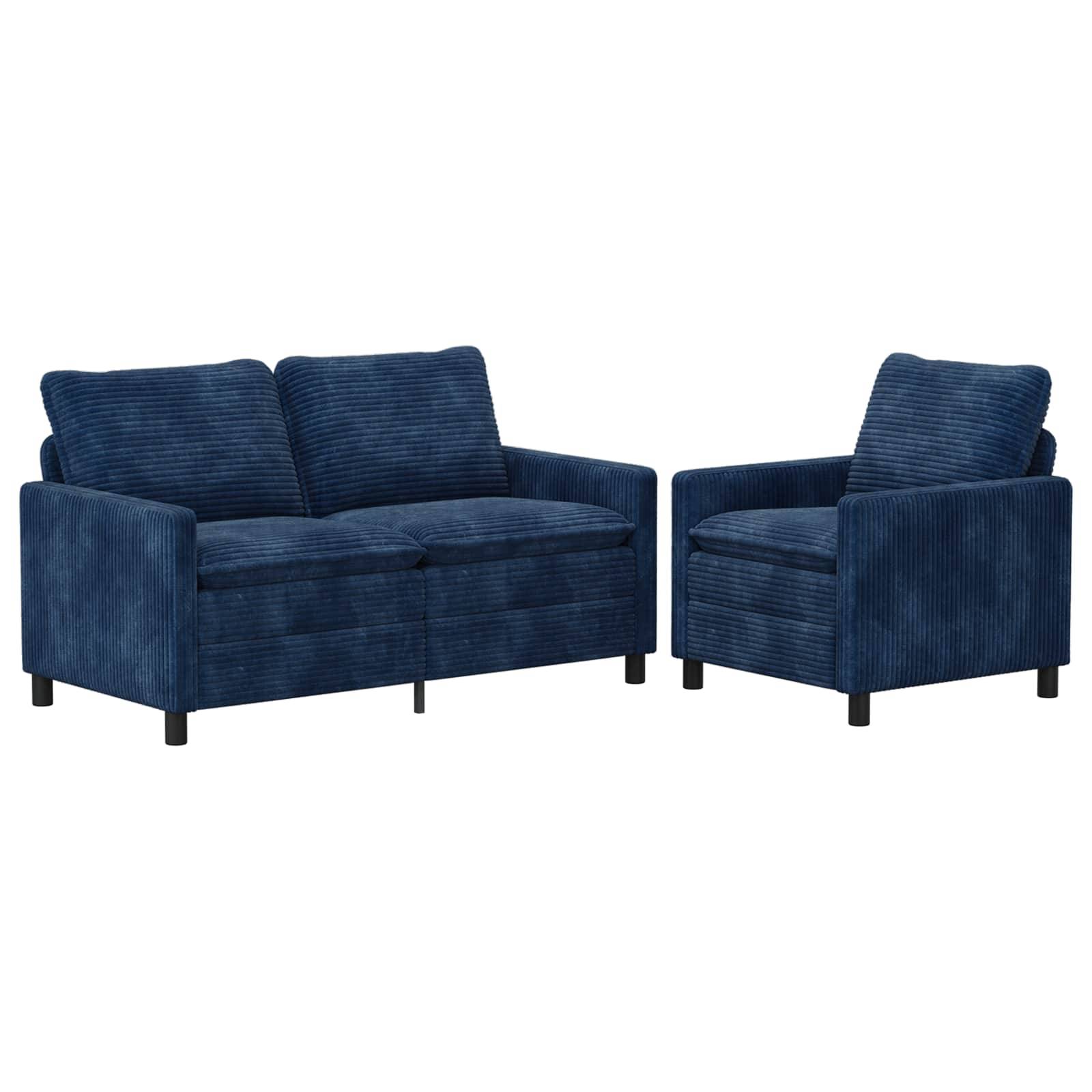 vidaXL Sofa Set 2 pcs Marineblau Polyester