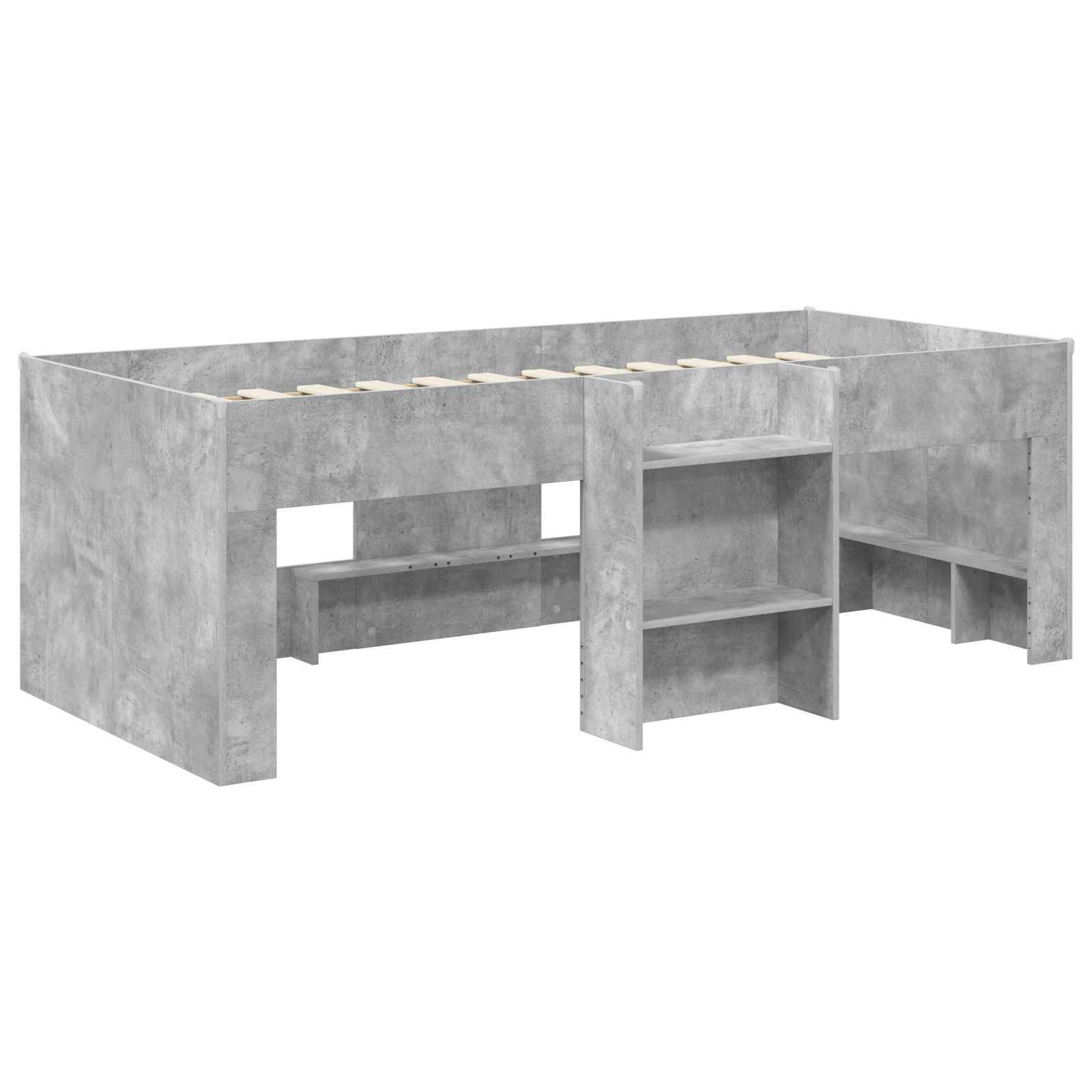 vidaXL Hochbett für Kinder 2 pcs Betongrau 90 x 200 cm Holzwerkstoff