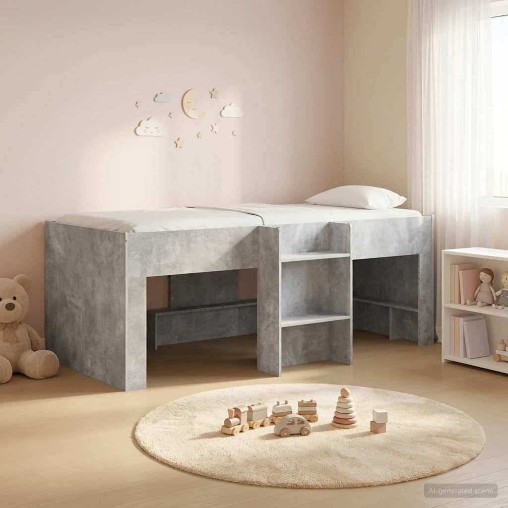 vidaXL Hochbett für Kinder 2 pcs Betongrau 90 x 200 cm Holzwerkstoff