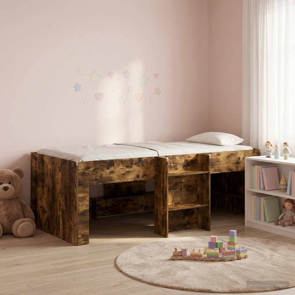 vidaXL Hochbett für Kinder 2 pcs Geräucherte Eiche 90 x 200 cm
