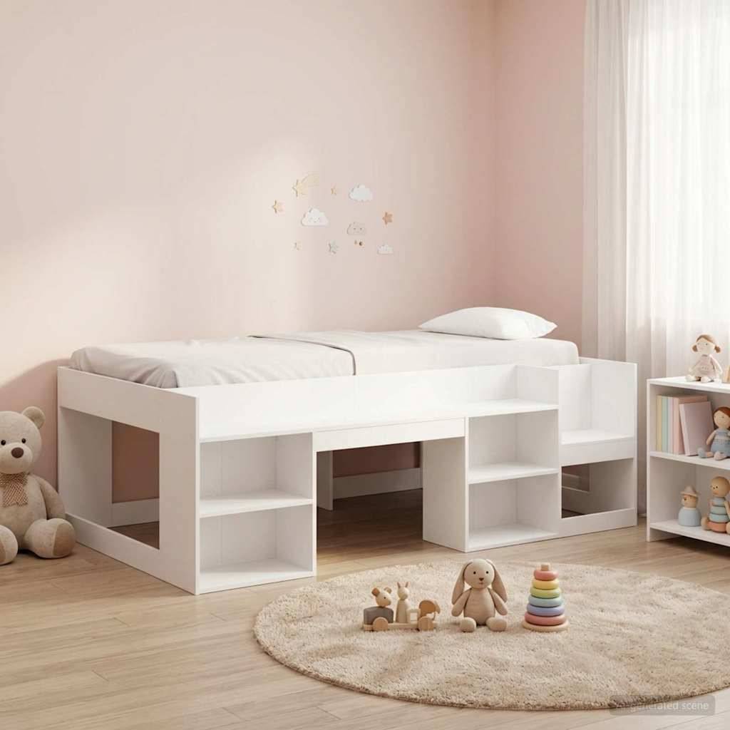 vidaXL Kinderbettgestell mit Stauraum Weiß 80 x 200 cm Holzwerkstoff