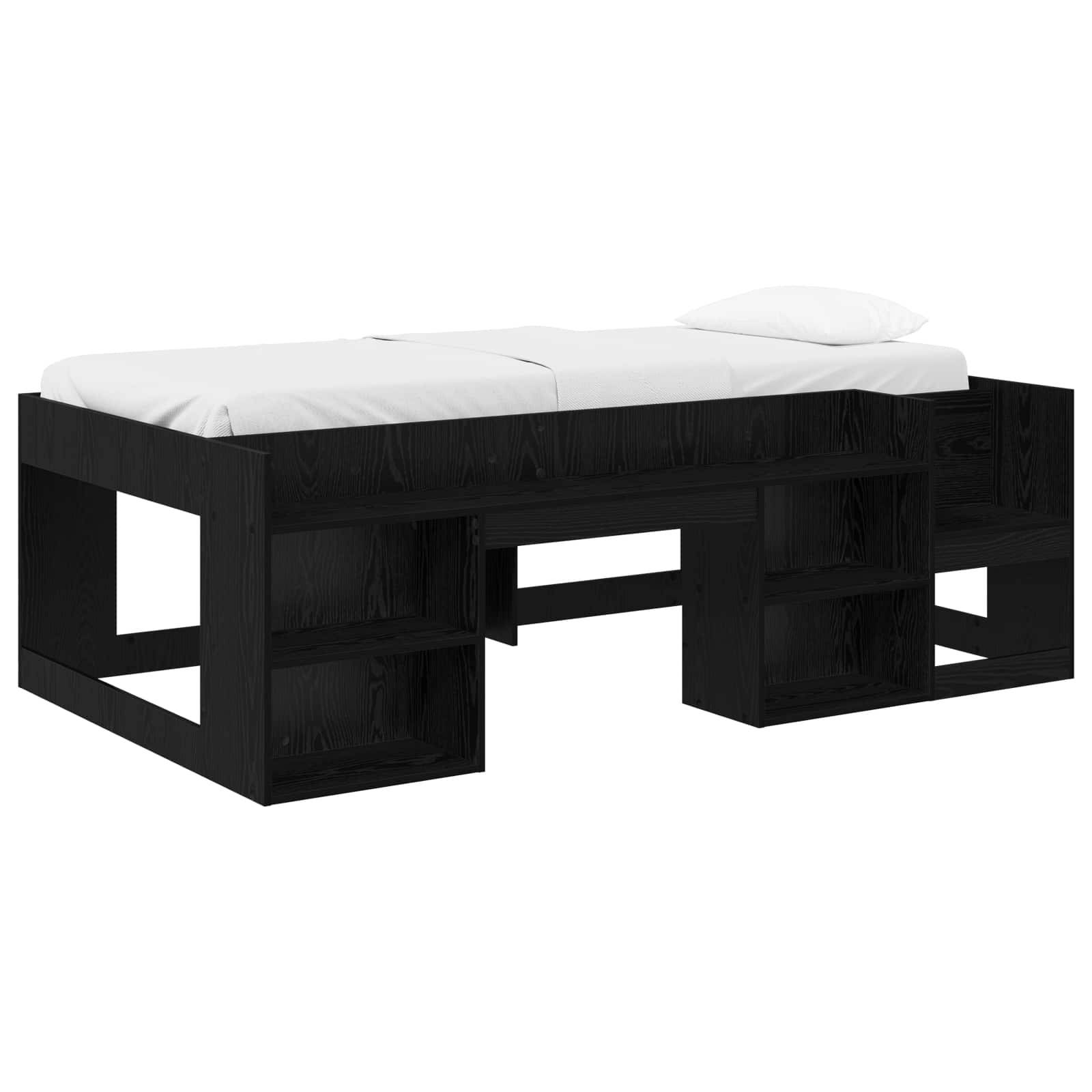vidaXL Kinderbettgestell mit Stauraum Schwarze Eiche 90 x 200 cm
