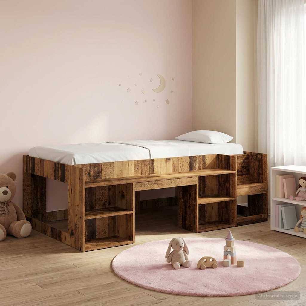 vidaXL Kinderbettgestell mit Stauraum Altholz 80 x 200 cm
