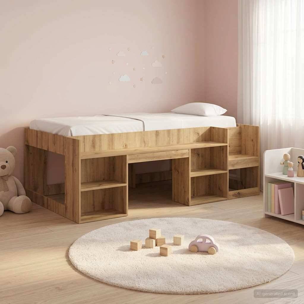 vidaXL Kinderbettgestell mit Stauraum Artisan-Eiche 80 x 200 cm