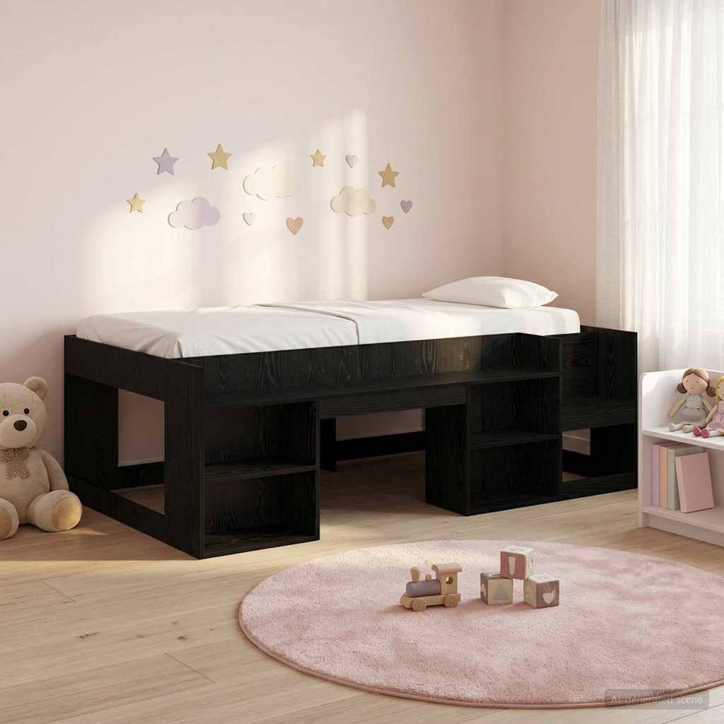 vidaXL Kinderbettgestell mit Stauraum Schwarze Eiche 90 x 200 cm