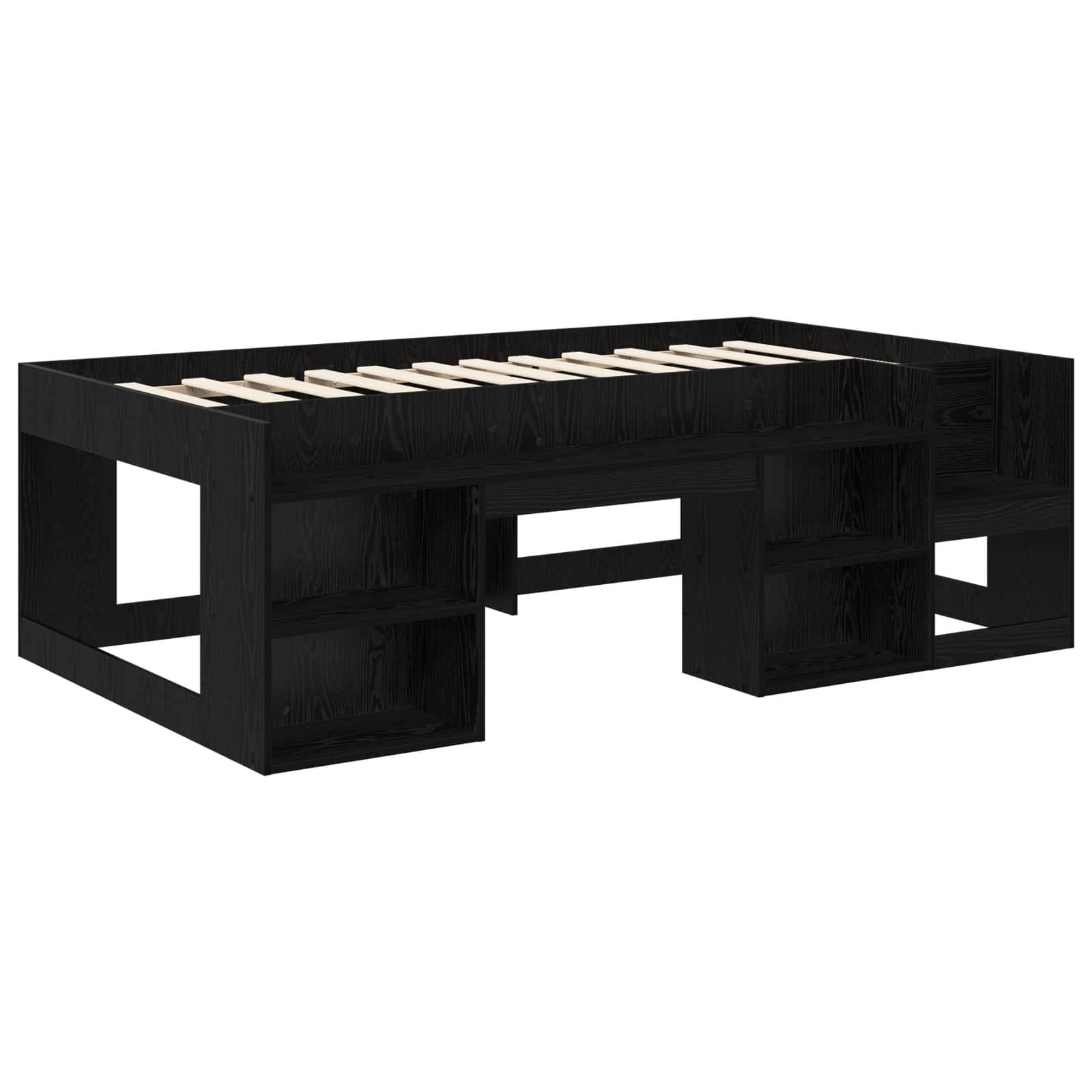 vidaXL Kinderbettgestell mit Stauraum Schwarze Eiche 90 x 200 cm