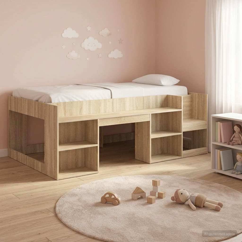 vidaXL Kinderbettgestell mit Stauraum Sonoma-Eiche 90 x 200 cm