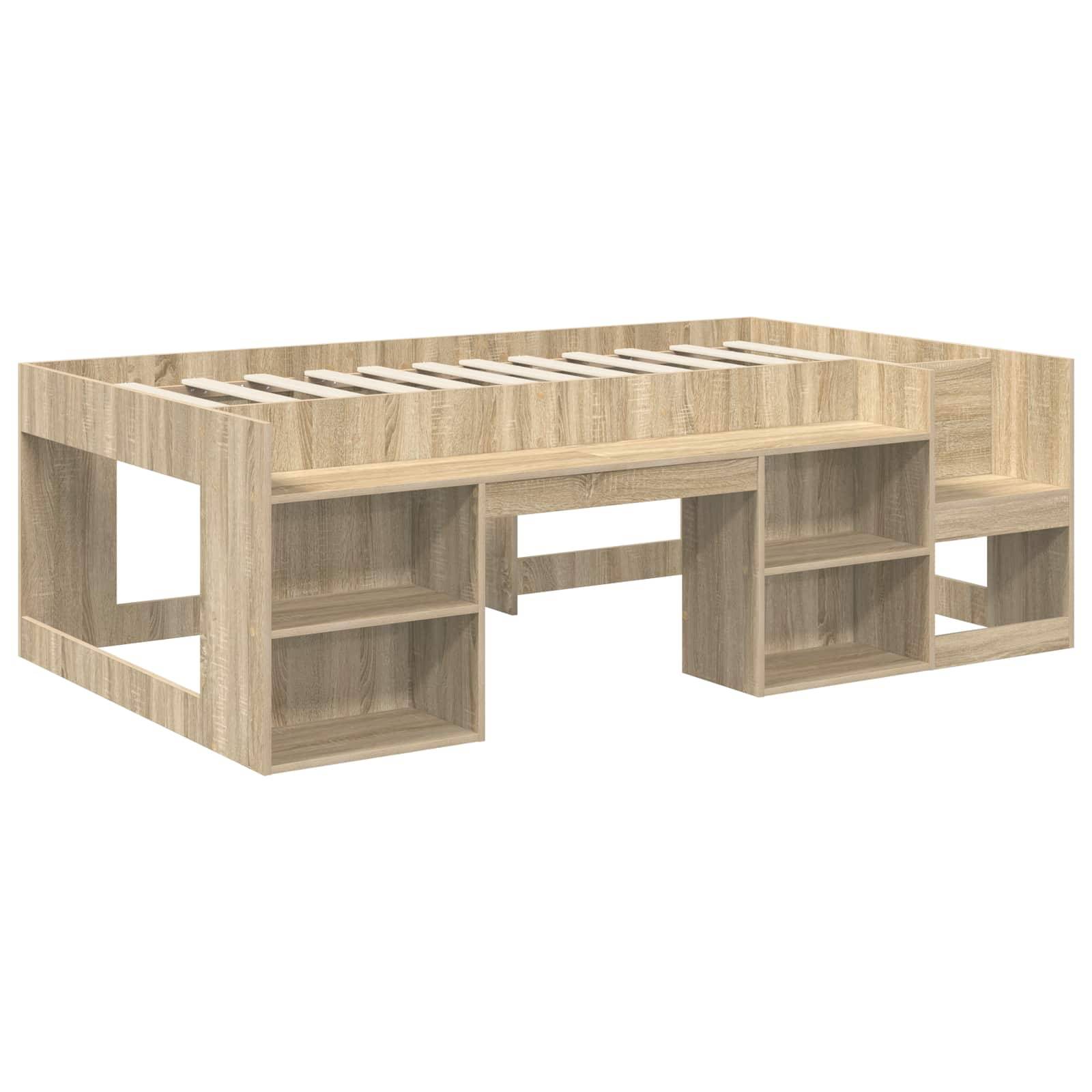 vidaXL Bett mit Tunnel mit Regal 3 Stk. Sonoma und Pink Holzwerkstoff