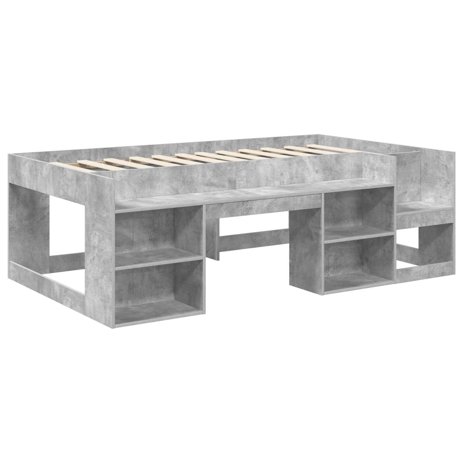 vidaXL Kinderbettgestell mit Stauraum Betongrau 90 x 200 cm