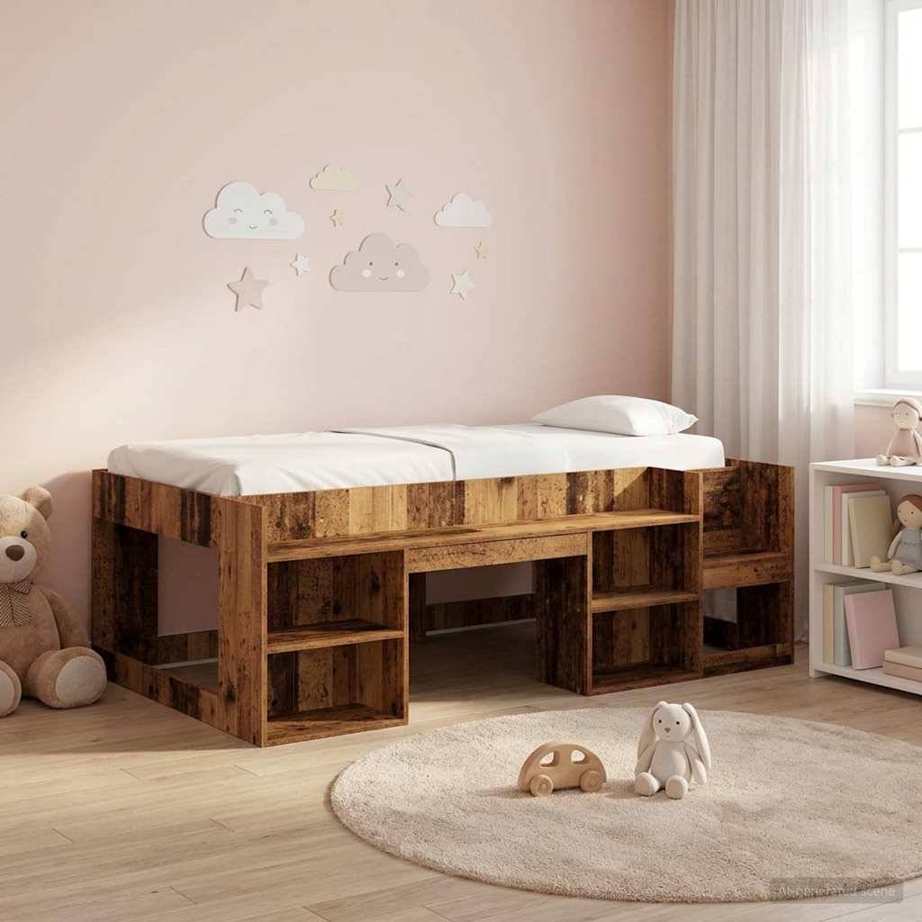 vidaXL Kinderbettgestell mit Stauraum Altholz 90 x 200 cm