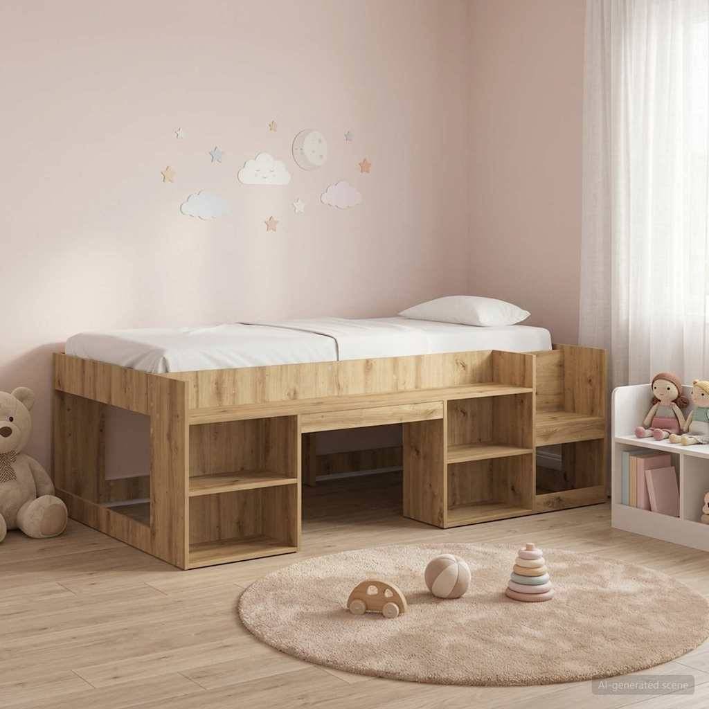 vidaXL Kinderbettgestell mit Stauraum Artisan-Eiche 90 x 200 cm