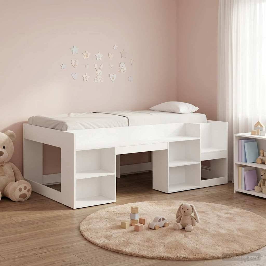 vidaXL Kinderbettgestell mit Stauraum Weiß 98,5 x 200 cm Holzwerkstoff