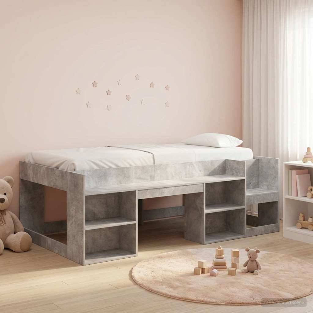 vidaXL Kinderbettgestell mit Stauraum Betongrau 98,5 x 200 cm