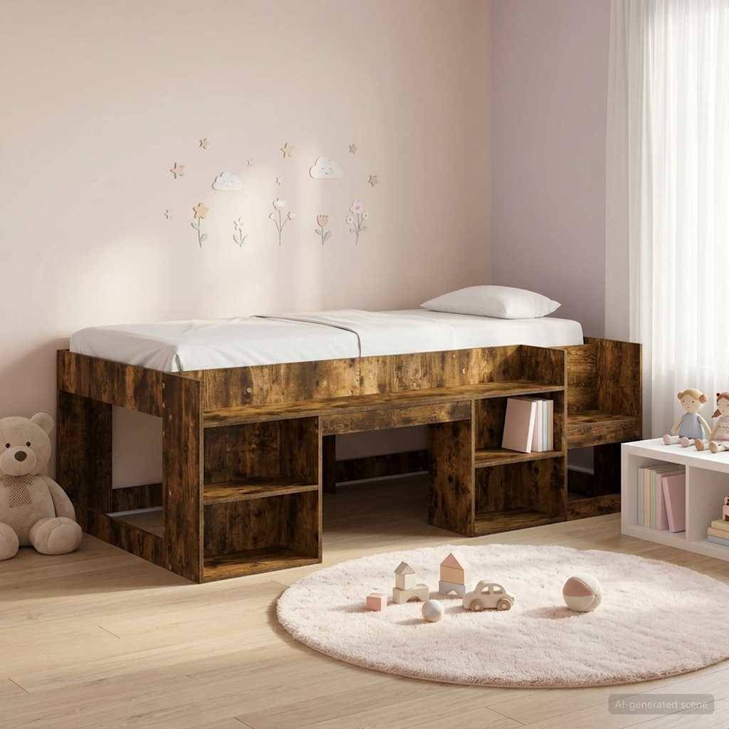 vidaXL Kinderbettgestell mit Stauraum Geräucherte Eiche 98,5 x 200 cm