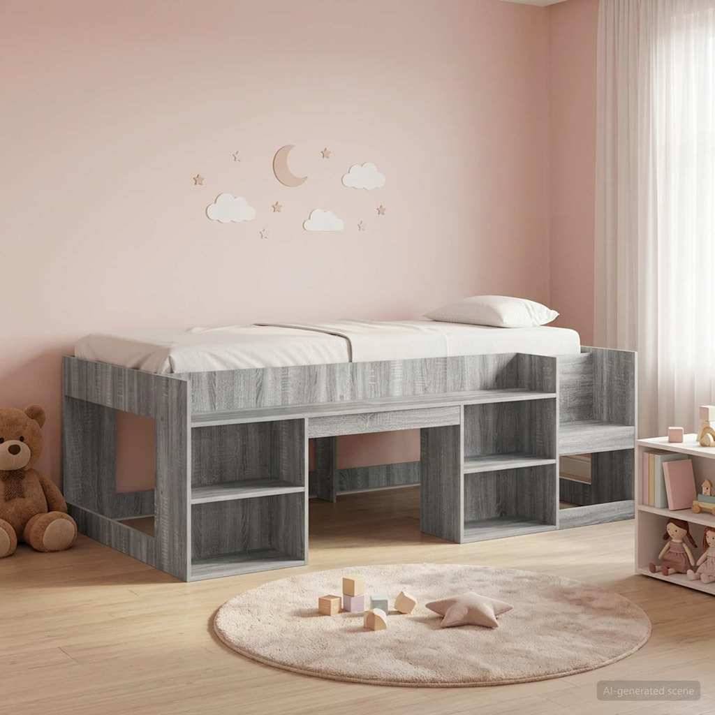 vidaXL Kinderbettgestell mit Stauraum Grau Sonoma 98,5 x 200 cm