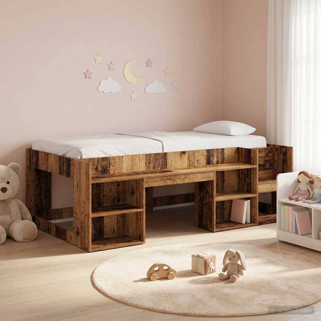 vidaXL Kinderbettgestell mit Stauraum Altholz 98,5 x 200 cm