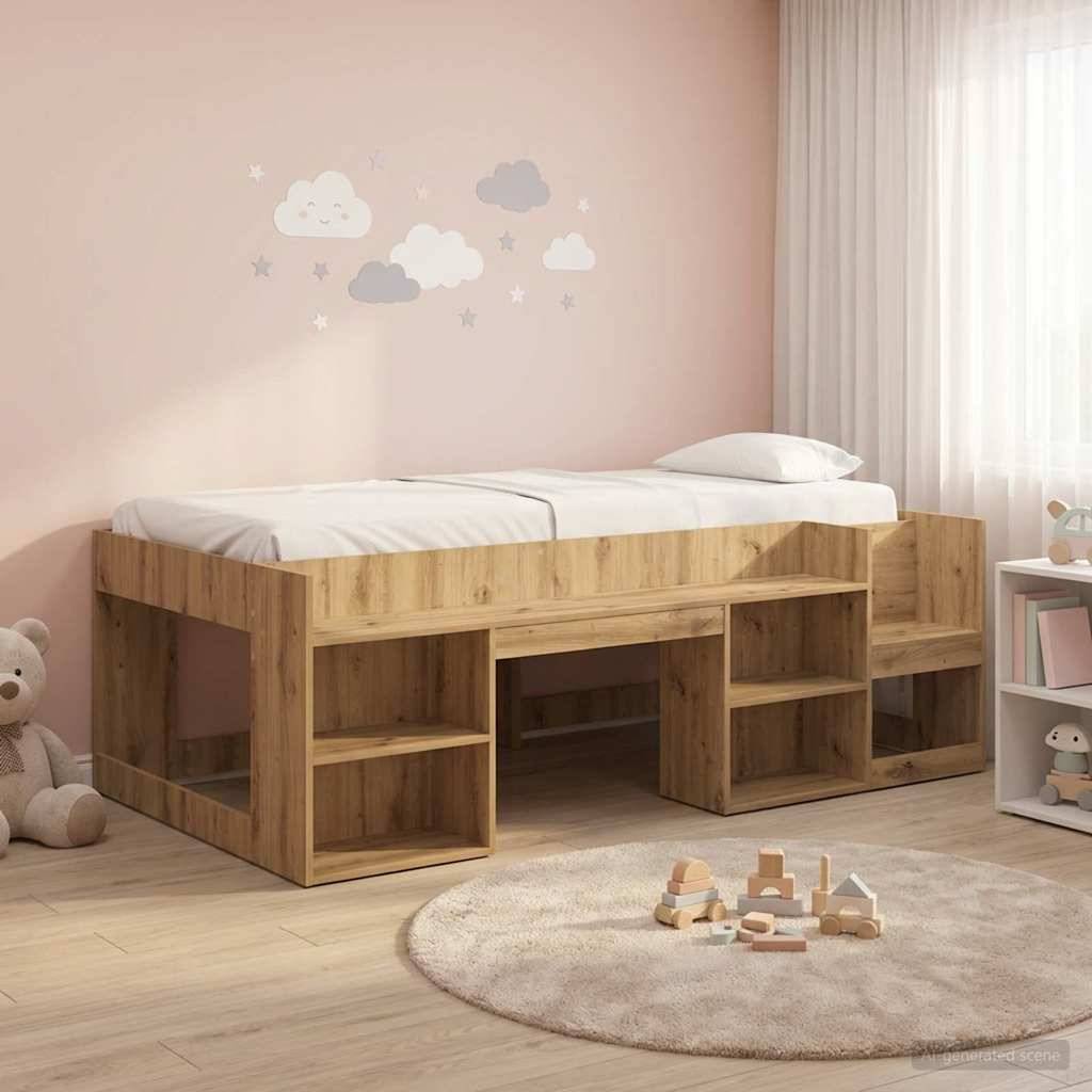 vidaXL Kinderbettgestell mit Stauraum Artisan-Eiche 98,5 x 200 cm