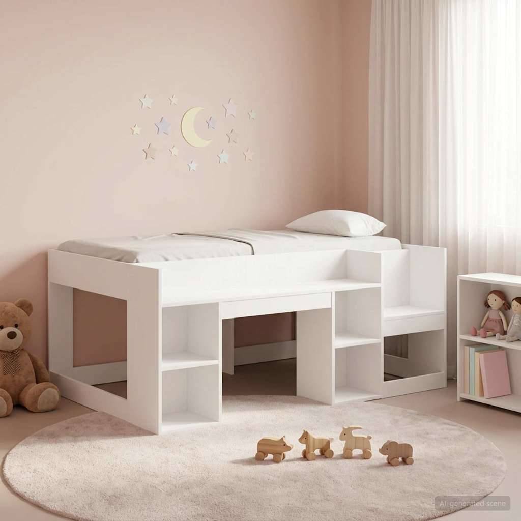 vidaXL Kinderbettgestell mit Stauraum Weiß 80 x 160 cm Holzwerkstoff