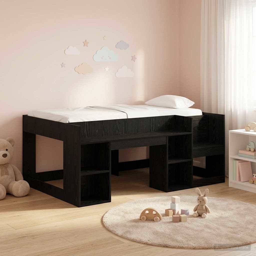 vidaXL Kinderbettgestell mit Stauraum Schwarze Eiche 80 x 160 cm