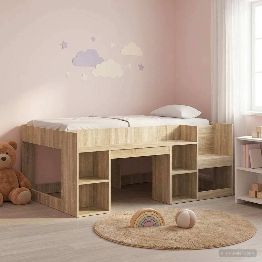 vidaXL Kinderbettgestell mit Stauraum Sonoma-Eiche 80 x 160 cm