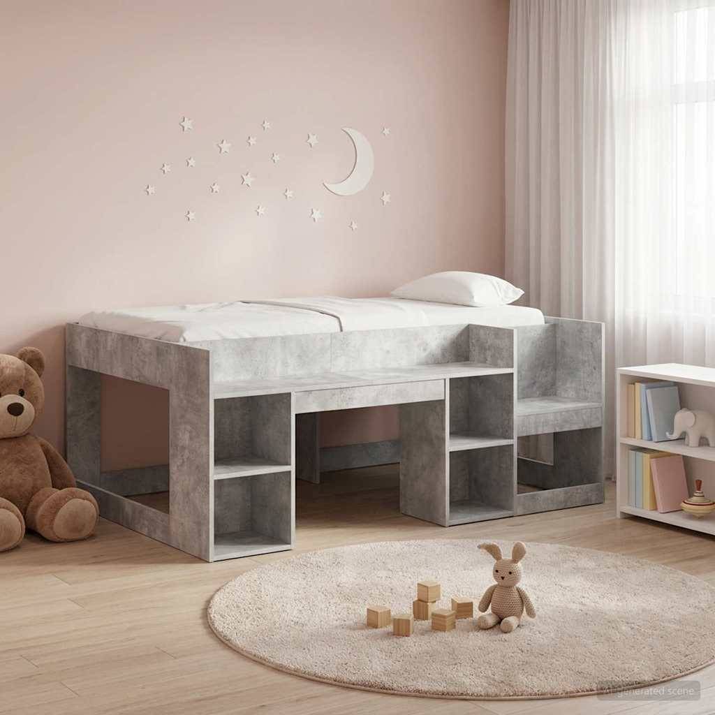 vidaXL Kinderbettgestell mit Stauraum Betongrau 80 x 160 cm