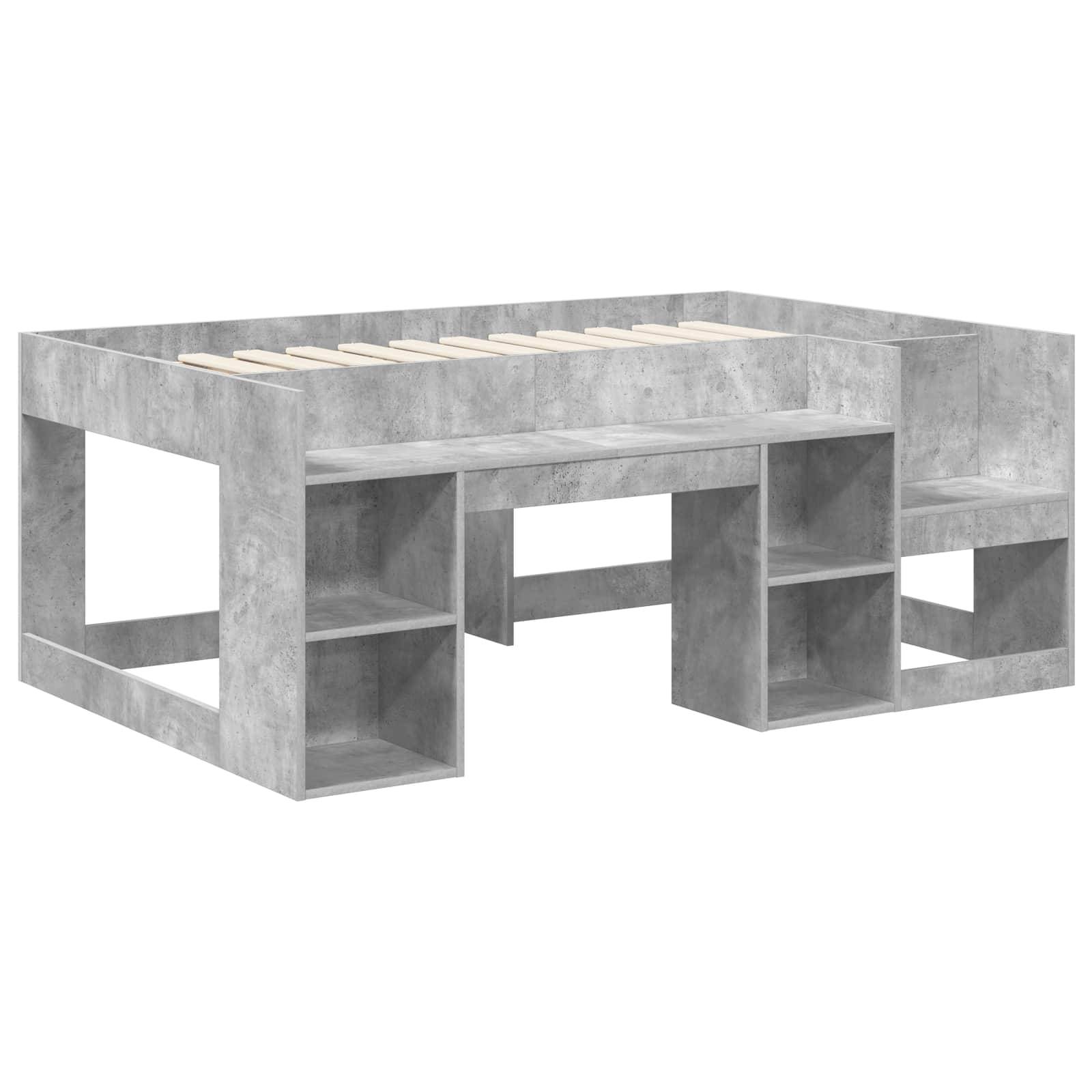 vidaXL Kinderbettgestell mit Stauraum Betongrau 80 x 160 cm