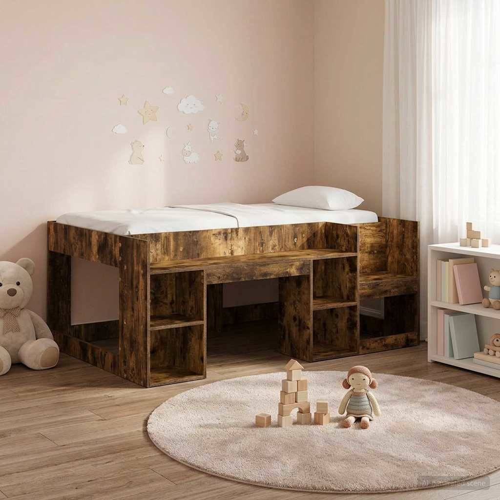 vidaXL Kinderbettgestell mit Stauraum Geräucherte Eiche 80 x 160 cm